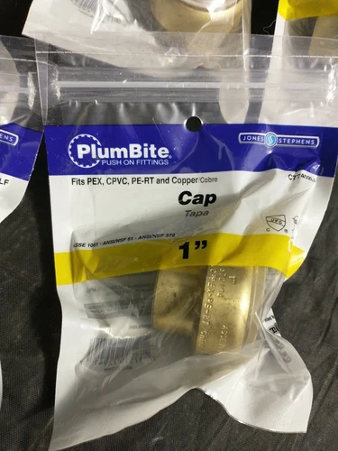 (5) JONES STEPHENS C77452LF 1" PlumBite Push On Cap - Picture 2 of 3