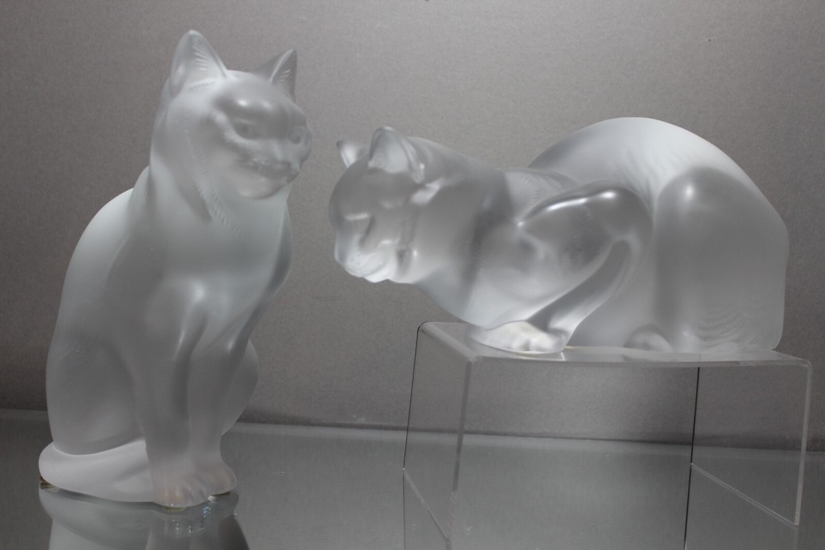 LALIQUE 猫のクリスタル彫刻 LALIQUE 猫のクリスタル彫刻 LALIQUE CATS | eBay