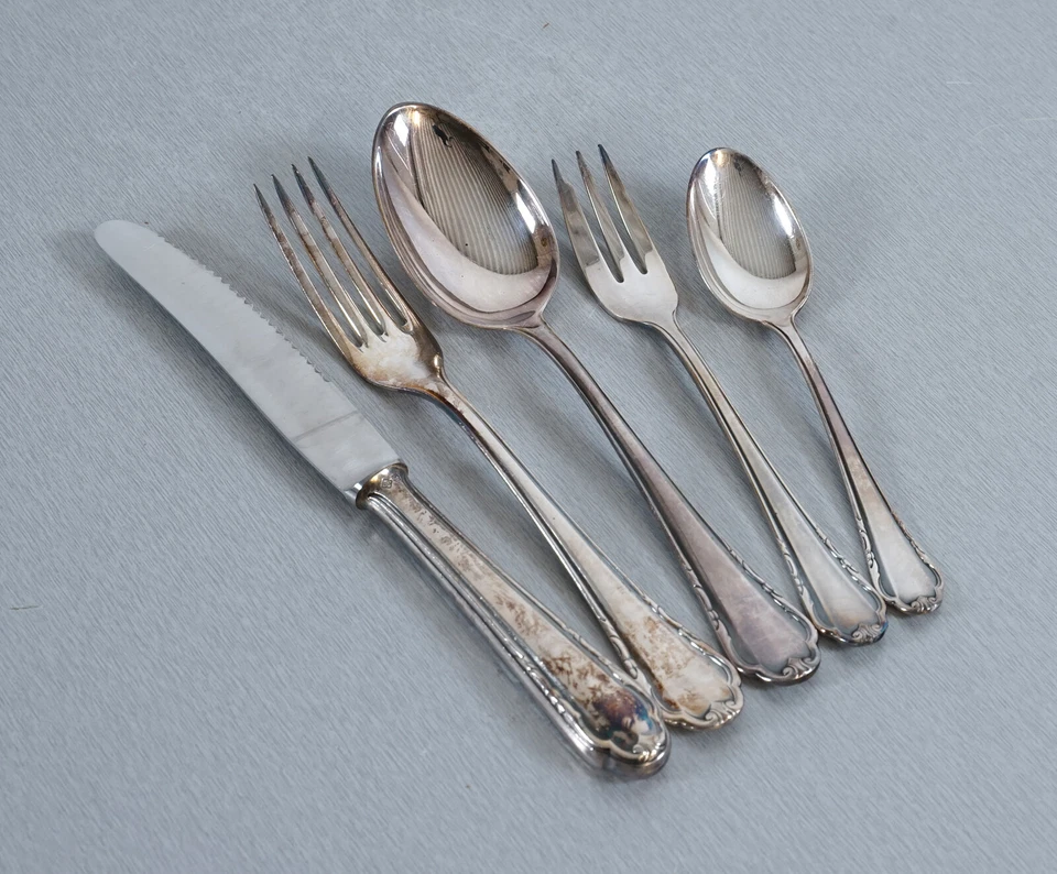 BSF Platura Besteck Tafelbesteck 42 Teile versilbert 90er Auflage Art Deko RAR - Bild 3 von 4