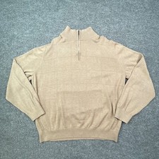 Van Heusen Sweater Mens Extra Large Tan Knit Pullover 1/4 Zip Long Sleeve Casual