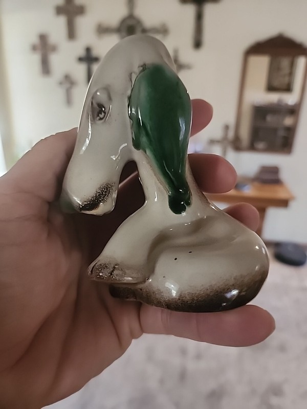 Vintage Czechoslovakian Hound Dog Figurine, Ceramic, 1930s Style