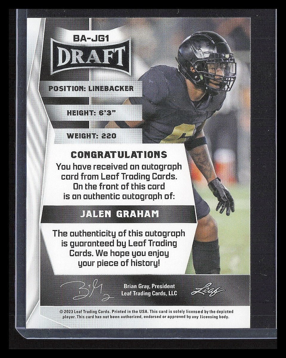 JALEN GRAHAM 2023 Leaf Draft White Rookie Autograph 49ers | eBay