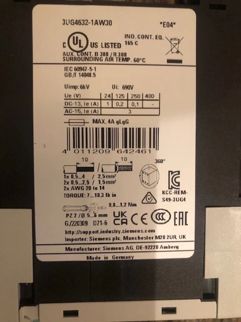 SIEMENS 3UG4632-1AW30 SIRIUS DIGITAL VOLTAGE MONITORING RELAY NEW!!! - Image 3 of 3