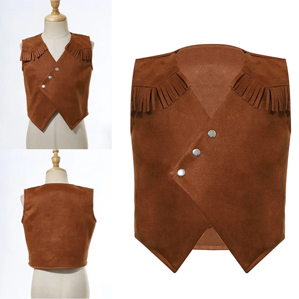 Niño Niño Niño Chaqueta Vaquera Carnaval Halloween Fiesta Medieval Gótico Chaleco Chaleco Foto 3 de 4