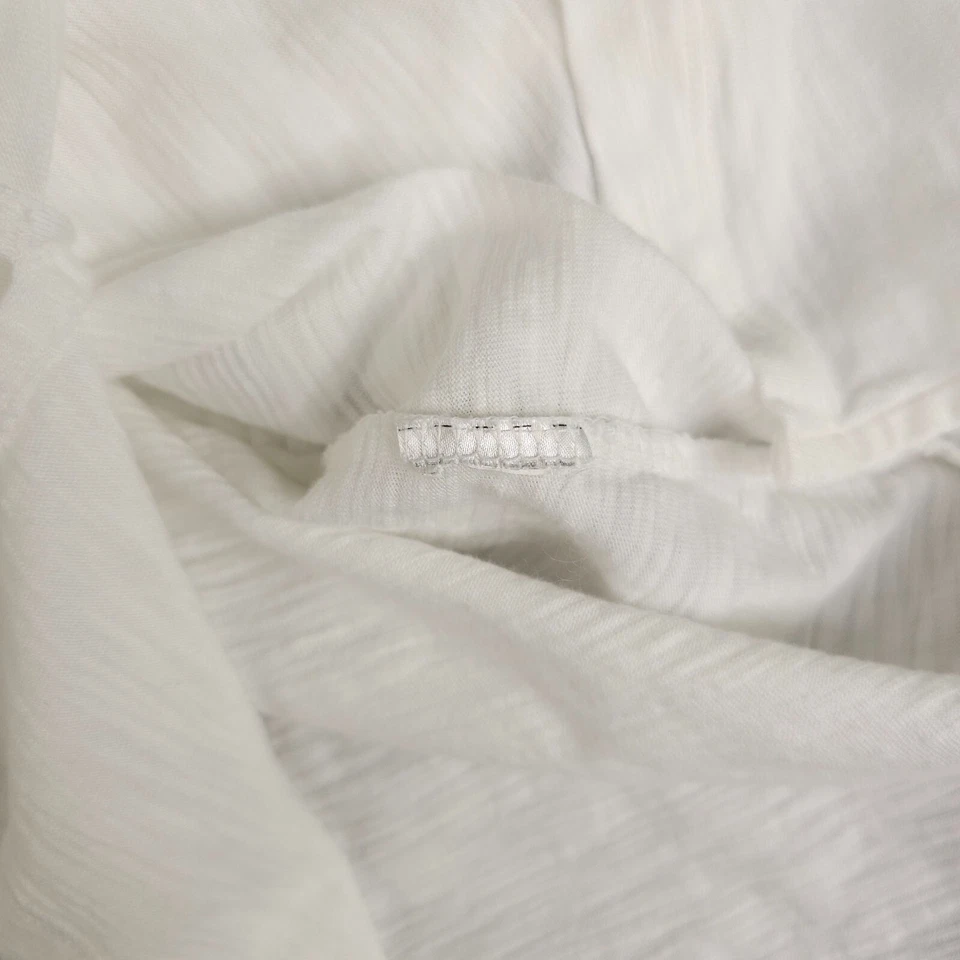 Camisa Chicos Mujer 0 EE. UU. Pequeña Blanca Lentejuelas Muesca Cuello Pestaña Redonda Manga Slub Túnica Foto 4 de 4