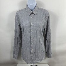 Express Button Down Shirt Men's Size Medium 15 - 15.5 Slim Fit Check White Black