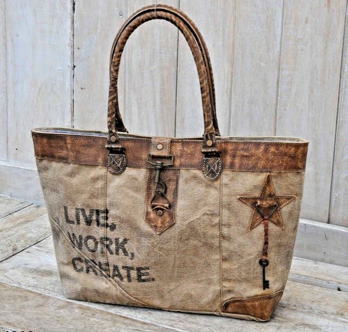 Handmade Live Work Create Brown Bag Carryon Overnight| Travel| Men Women