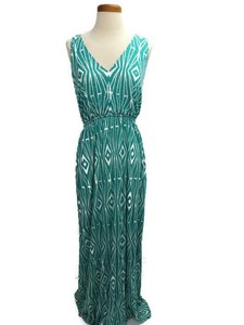 green and white maxi dress