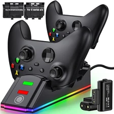 Dual Xbox Controller Charging Station with 2×4320mWh Rechargeable Batteries