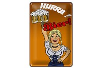Blechschild Pinup 20X30 Cm Alkohol Hurra! Bier Metall Deko Schild Tin Sign