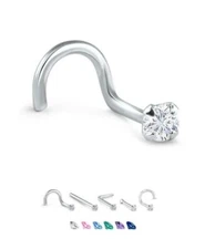 Titanium Straight Screw LBend Nose Bone Stud Ring 3mm 22G 20G 18G