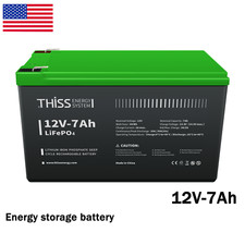 12V 7Ah LiFePO4 Battery, Built-in BMS, Deep Cycle Rechargeable Off Grid Battery