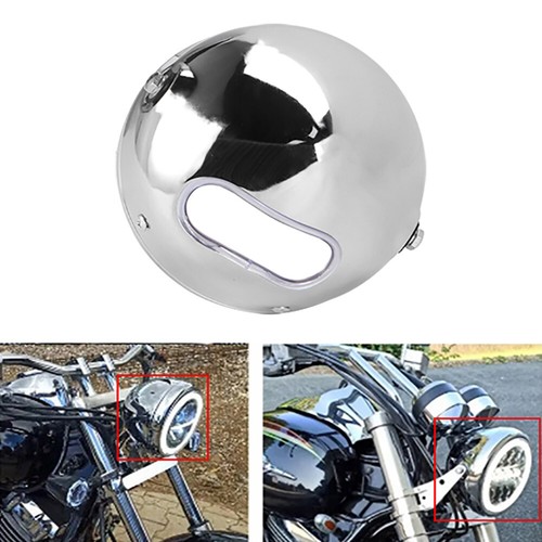 5.75" Headlight Housing Light Bulb Bucket Chrome Fits For Harley Honda Cruisers - Picture 8 of 12