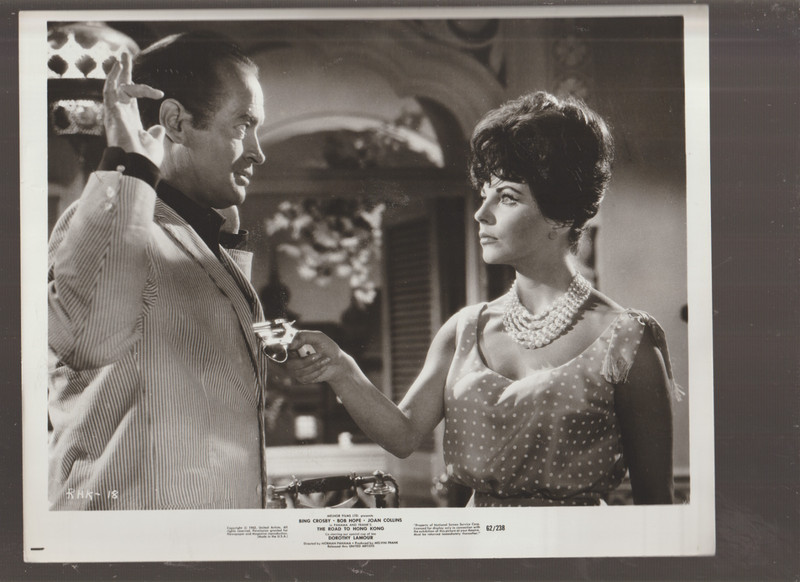8X10 B&W   PHOTO OF-SCENE-JOAN COLLINS AND BOB  HOPE -ORIGINAL
