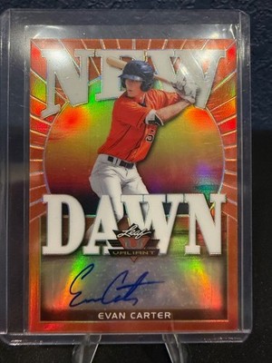 2020 Leaf Valiant - New Dawn Evan Carter #ND-EC2 Orange Prismatic /75 (AU, RC)