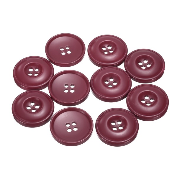 NäHknöPfe, 30 Mm, Kunstharz, Rund, Flach, 4 LöCher, Diy-Dunkelrot, 10 StüCk-image
