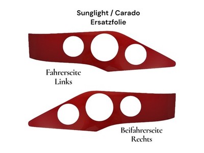 Sunlight Wohnmobil Ersatz Folie - Original Farbton Heckleuchten Träger Red Gloss