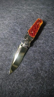 Vintage SOG Architech VG-10 Folding Pocket Knife Seki Japan Red Stag Bone Handle