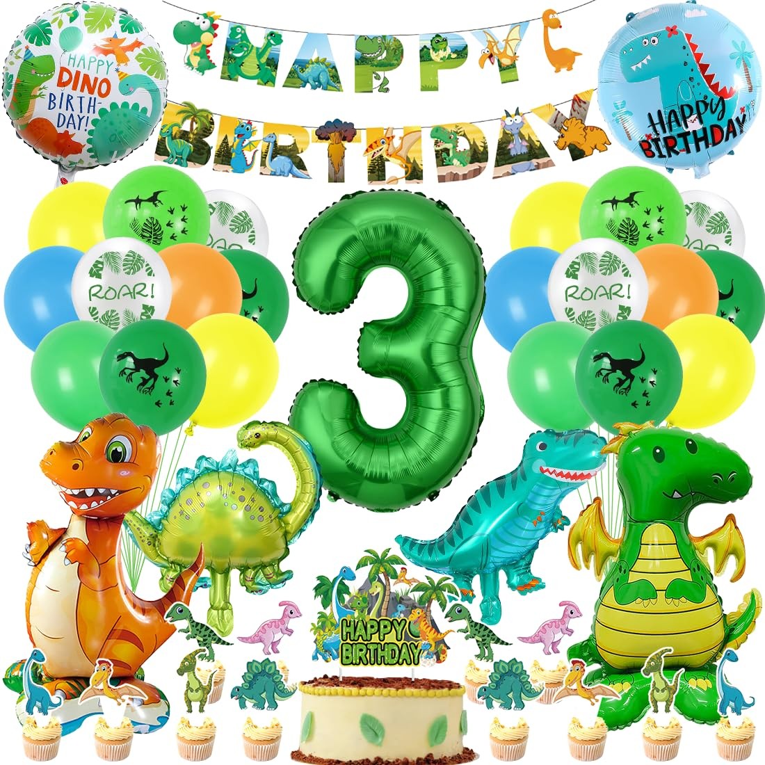 Décoration Anniversaire Dinosaure 3 Ans : Grand Ballon XXL Facile à Gonfler