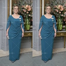 Mother of The Bride Dresses Round Neck Chiffon Floor Length Wedding Evening Gown