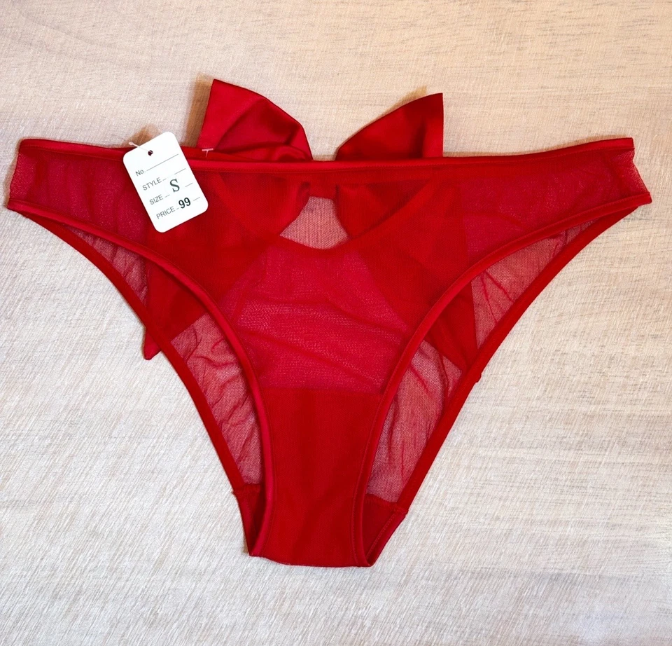Pequeñas ❤️ Bragas Sexy Victoria Secret Lazo Rojo Mujer Malla Foto 4 de 4