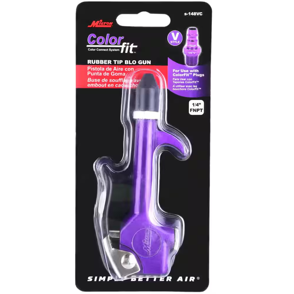 Milton® COLORFIT® Lever Blow Gun Tool, 1/4" NPT, Rubber Tip Nozzle, Purple