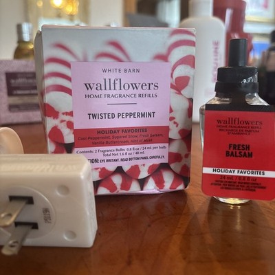 White Barn Home Fragrance Refill Twisted Peppermint, Fresh Balsam & Diffuser