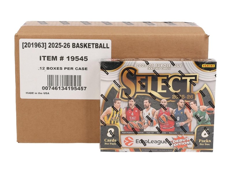 2025-26 Panini Select EuroLeague Basketball Factory Sealed 12 Box Hobby Case