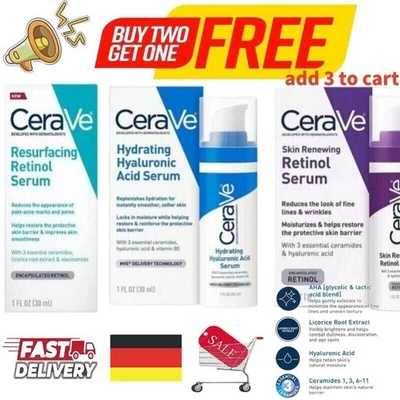 MARKENLOS 30ml Cerave Resurfacing Skin Renewing Retinol Hydrating Hyaluronic Acid Serum..