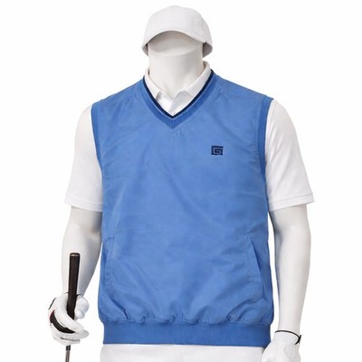 Devon & Jones Men s Blue Golf Vest Large Sleeveless V-Neck Lightweight Pockets