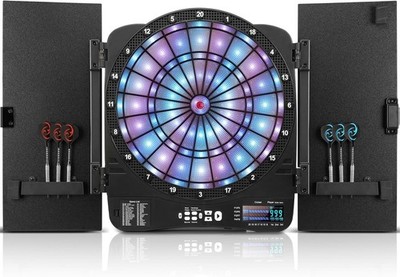 Illuminated Dartboard Cabinet 48 Games Digital Soft Tip
