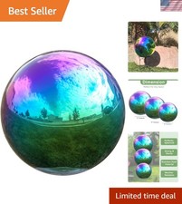 Elegant 12-Inch Rainbow Mirror Ball Gazing Globe - A Touch of Luxury for Gardens
