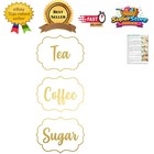 Stylish Gold Canister Decals for Coffee, Tea, Sugar - Self-Adhesive & Waterproof