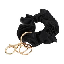 Round Stretchy Removable Scrunchie Keychain Wristlet-1Pcs Black