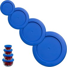 1, 2, 4 7 Cup Blue Replacement Lids/Covers for Pyrex, Anchor 4 Pack,