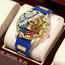 Men Patriotic Watch USA 250th Anniversary American Flag Statue of Liberty