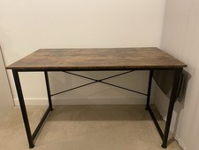 Industrial-style Computer Desk with A Rustic Brown Wooden Top with Storage