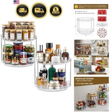 2 Set 2 Tier Non-Skid Acrylic Lazy Susan Organizer - Rotating Spice Rack - Tu...