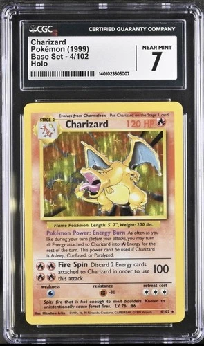 1999 Pokemon Charizard Holo Base Set Unlimited 4/102 CGC 7 NM Vintage Fast Ship