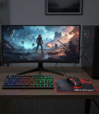 BlueFinger RGB 87 Keys Gaming Keyboard, Mouse, Pad Combo Wired Backlit Rainbow