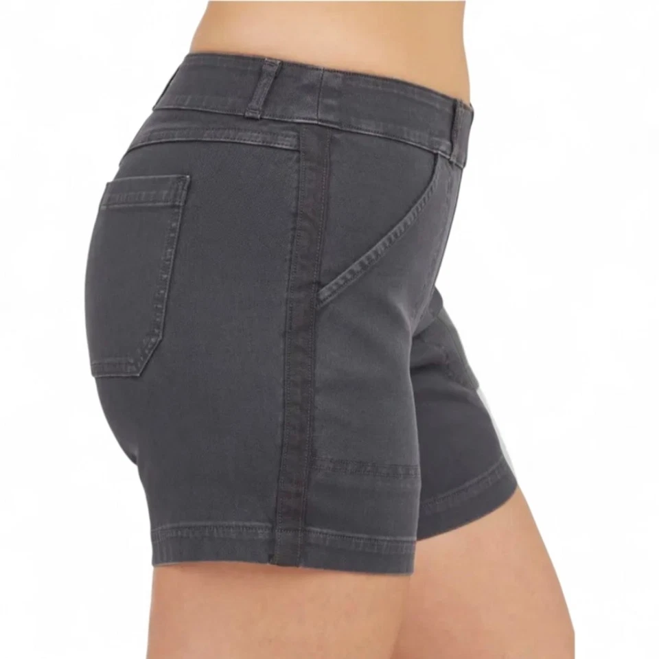 Spanx Stretch Twill A-Line Utility Shorts Gray Pull-On Style Sz L - Image 3 of 4