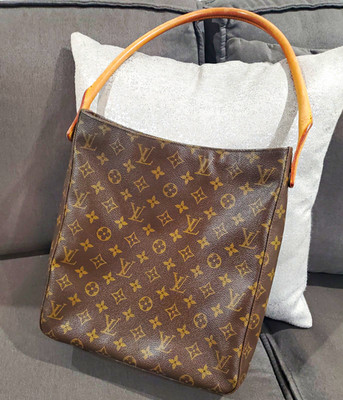 Louis Vuitton Monogram Women's Shoulder Bag Brown Zip Closure Gold Hardware
