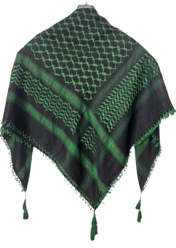 Scarf Unisex Green Black Arab Head Scarf Wrap - Arafat Keffiyeh Yashmagh