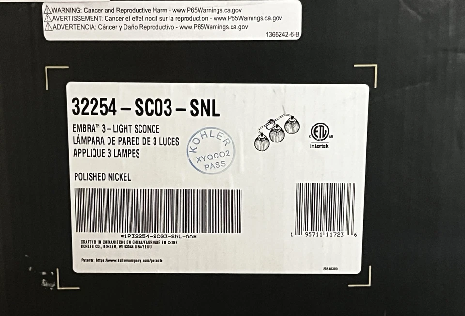 KOHLER Embra By Studio McGee Three-Light Polished Nickel Wall Sconce Shiny New - Image 2 of 2