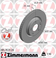 2X Zimmermann Bremsscheibe Coat Z 285.3531.20 FüR Hyundai Kia Sportage Tucson Ql