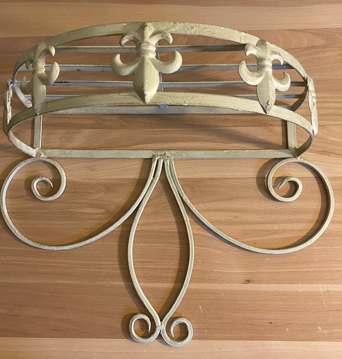 Decorative Metal Wall Shelf Decorated With Fleur-de-lid And Scrolls