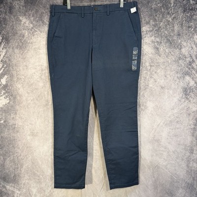 Gap Essential Khaki Slim Pants Men 36x32 Aqua Blue Stretch Waistband GapFlex NEW