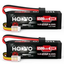 6500mAh 14.8V 120C Lipo Battery Pack for RC Cars, Trucks, Drones - 2 Packs