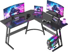 L Shaped Gaming Desk with Large Monitor Stand 120x120x75cm Corner Desk for Home
