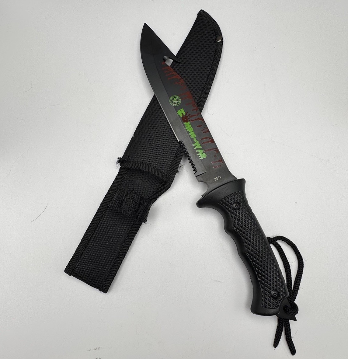 KNIFE FIXED BLADE WITH ZOMBIE WAR 8271 WITH SHEATH | eBay